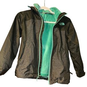 NORTH face youth girls 3 in 1 triclimate ski jacket coat size 7/8 gray/teal